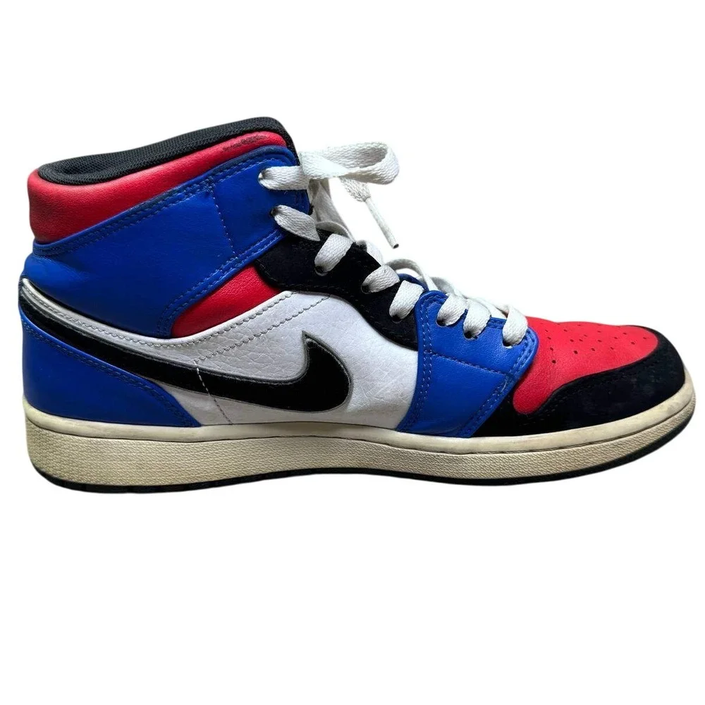 Nike Air Jordan 1 Mid Top 3 Men 8.5 Red‎ Blue Retro Basketball 554724-124